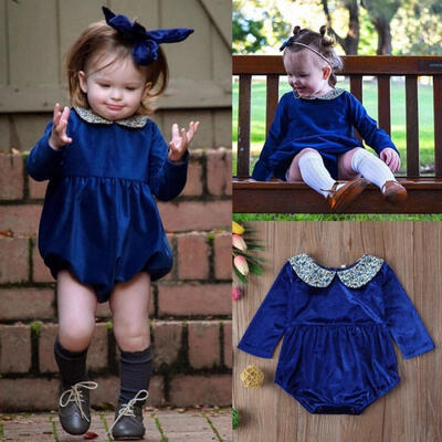 

Newborn Baby Girl Long Sleeve Velvet Jumpsuit Bodysuit Romper Outfits Clothes