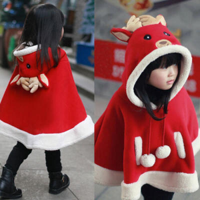 

Kid Baby Girl Coat Deer Hoodie Thick Warm Jacket Toddler Outerwear Cloak Cape