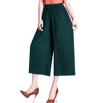 

Summer Female Chiffon Wide Leg Pants Women High Waist Pleated Wrinkle Loose Girls Thin Section Fashion Sexy Korean Pants