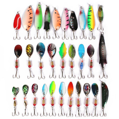 

Pack of 30pcs Fishing Lures Mixed colorSizeWeight Metal Spoon Lures Atificial Hard Fishing Baits