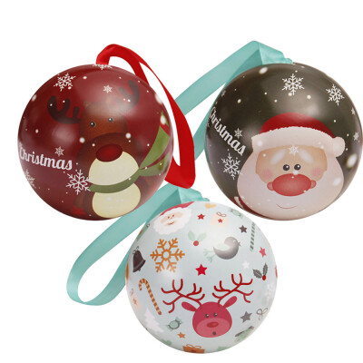 

〖Follure〗Tinplate Round Ball Boxes Galaxy Reindeer Santa Tree Hanging Decorations Party