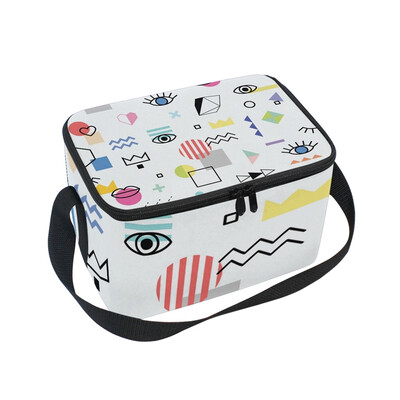 

ALAZA Lunch Box Insulated Lunch Bag Large Cooler Eyes And Lips Geometric Tote Bag