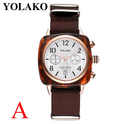 

Gobestart Luxury Temperament Square Dial Canvas Watchband Watch Analog Quartz Watch