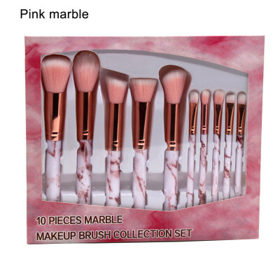 

10Pcs Marble Handle Makeup Cosmetic Powder Foundation Eyeshadow Lip Brushes Set