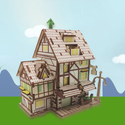 

Tailored Kids 3D wooden DIY Houses Jigsaw Children Castle Construction Pattern Puzzle Toy