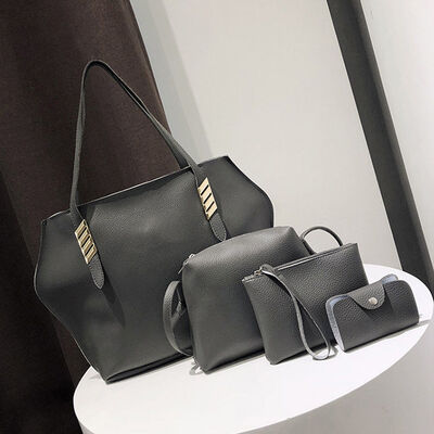 

2018 New Style Fashion 4 Pieces Set Women Lady PU Leather Shoulder Bag Handbag Satchel Clutch Composite Bags