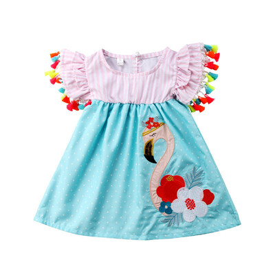 

Toddler Kids Girls Flamingo Summer Casual Party Dress Sundres Clothes 1-6T