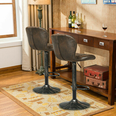 

Set of 2 Adjustable Swivel Hot-stamping Bar Stools with Backrest
