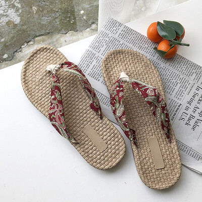 

Herringbone slippers women wear ins non-skid flat-soled sandals out of fashion at the seaside in summe