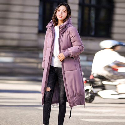 

Toponeto Women Plus Size Fashion Outerwear Long Cotton-padded Jacket Pocket Hooded Coats