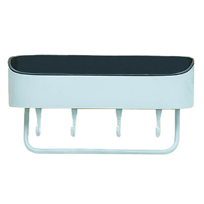 

Multifunction Wall Mounted Free Punch Storage Shelves Wall Shelf With 4 Hooks For Bathroom Kitchen