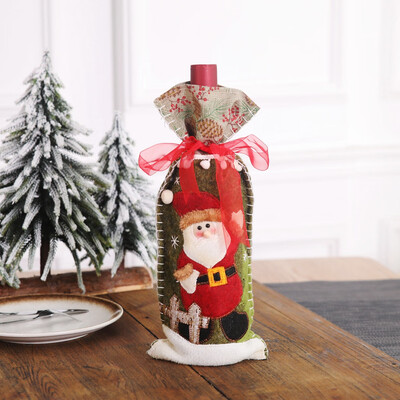 

Siaonvr Champagne Bottle Bag Christmas Stereo Old Man Linen Bottle Set Party Decoration