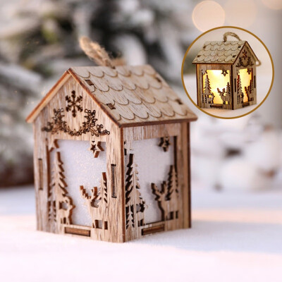 

Christmas LED Cute Luminous Small Wooden House Decoration For Home Hanging Decoration