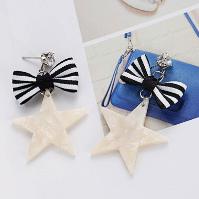 

Phesee New Fashion Black Stripe Bow Stud Earrings for Women Star Pattern Party Earring Statement Jewelry