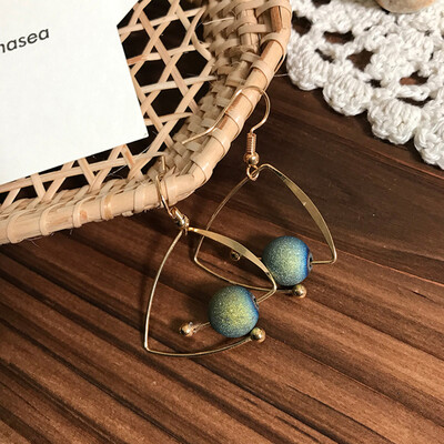 

Fashion Women Hollow Triangle Beaded Ball Dangle Hook Earrings Jewelry Decor