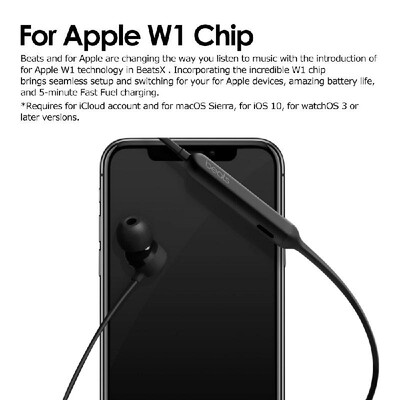 

Beats BeatsX Wireless Bluetooth Headphone In-ear Earphones wMic Hands-free Calls Stereo Music Headset Rechargeable In-line Contro