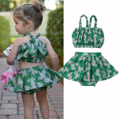 

Toddler Baby Girl Pineapple Strap Tops Skirts Tutu 2PCS Outfit Set Clothes 0-4T