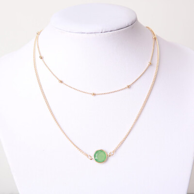 

natural crystal chain choker necklace gold color chain opal stone charm necklace for women