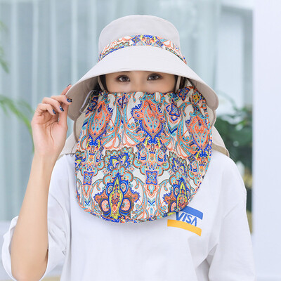 

Sun hat women spring summer beach hat sun hat cap cover face big along the bike can fold empty top sun hat