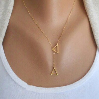 

Gold Silver Double Infinity Statement Necklace Double Circle Triangle Boho Necklace Collar Women Fashion bijoux femme Jewelry