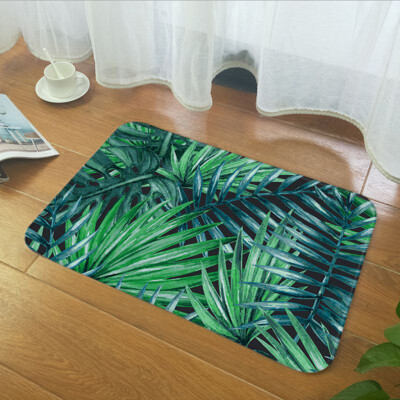 

Gobestart Tropical Plant leaves Pattern Polyester Bathroom Kitchen Carpet 40x60cm