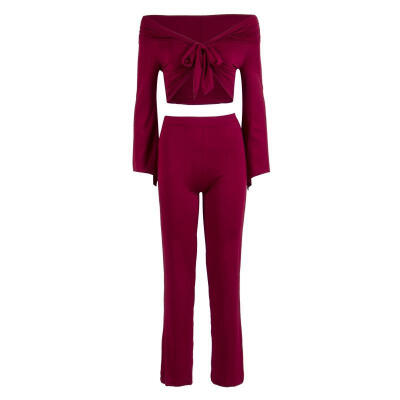 

Women Ladies 2 Piece Crop Top Jumpsuit Long Sleeve Cut Out Playsuit Tracksuit