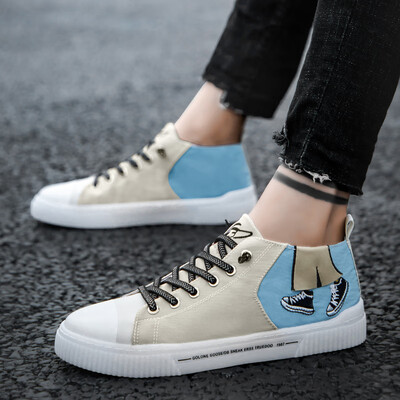 

Mens shoes summer trend with canvas board shoes leisure autumn Korean cloth shoes graffiti tide shoes