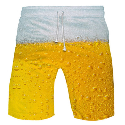 

Gobestart Mens Casual Loose Shorts Beer Festival New Style 3D Printing Trousers