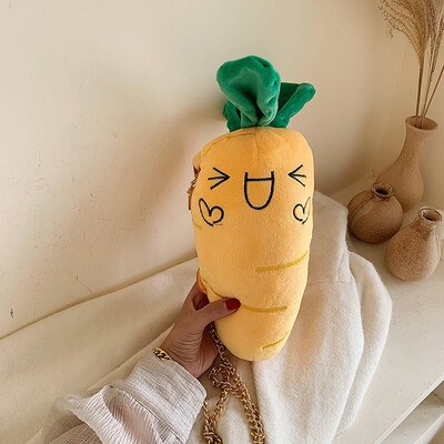 

Tailored Fashion Women Plush carrot Fanny Pack Crossbody Bag Chain Bags Warm Smile Winter Bag