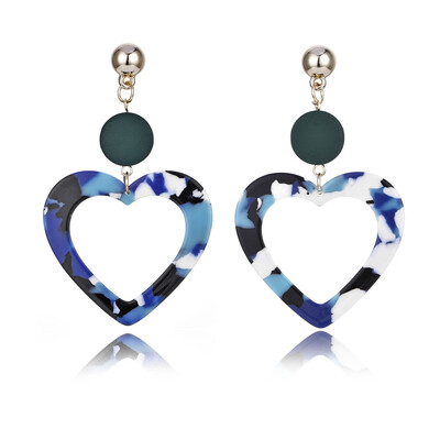 

Yellow Blue Black Acrylic Heart Piercing Earrings Punk Hollow Drop Dangle Earrings For Women Ear Jewelry Brincos