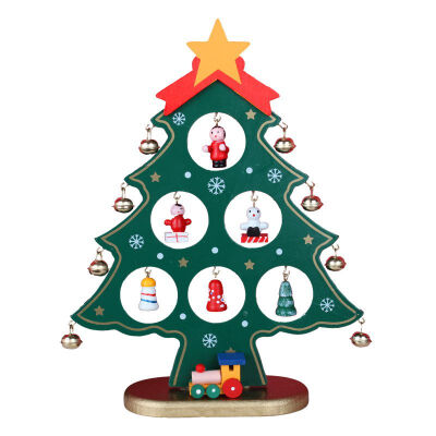 

Christmas single piece wooden Christmas tree desktop small DIY mini Christmas tree decoration ornaments dropshipping