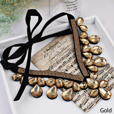 

Fashion Jewelry Rhinestone Big Water Drop Flower Choker Necklace Neck Chain New