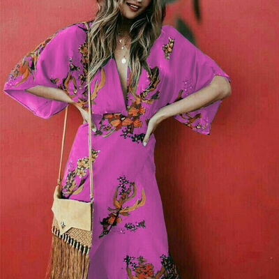 

Women Summer Boho Long Maxi Dress Cocktail Party Beach Dresses Slit Sundress