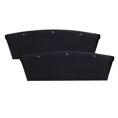 

Tailored 2 Pc Fine Car Seat Slit Pocket Catch Leather Catcher Storage Organizer Box Caddy