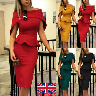 

Womens Bodycon Off Shoulder Dress Ladies Party Evening Mini Dress Size 6-16
