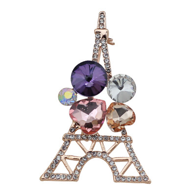 

Rose Gold Color Zircon Crystal Luxury Tower Brooches Fashion Jewelry for women