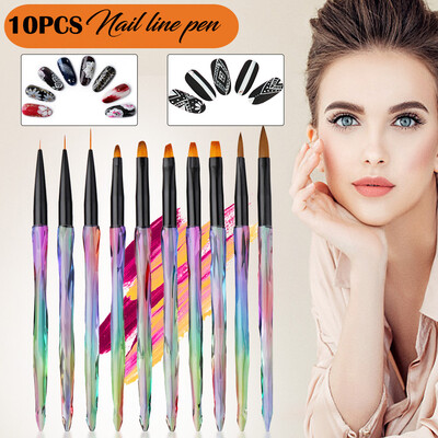 

Gobestart 10pcs Colorful Nail Art UV Gel Polish Design Dot Painting Detailing Pen Brushes