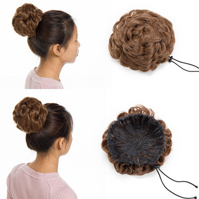 

Messy Hair Bun Chignons Synthetic Hair Extensions Wavy Updo Scrunchy Hairpieces