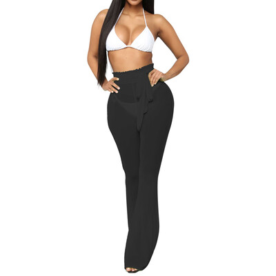 

Women Beach Mesh Sheer Bikini Cover Up Swimwear Transparent Long Pants Trousers