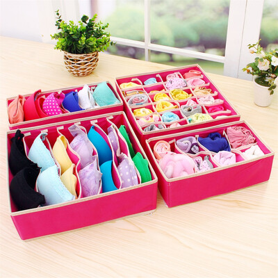 

〖Follure〗Non-woven Underwear Storage Box Underwear Bra Socks Storage Box 4 Pieces 1 Set
