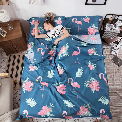 

40000 km travel hotel hotel cotton printed sanitary sheets outdoor portable dirty dirty anti-dirty cotton sleeping bag liner SW6313 flamingo double