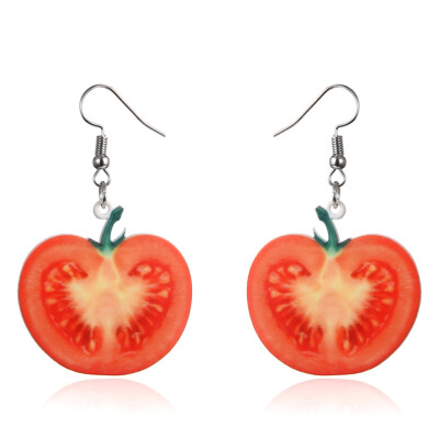 

New Acrylic Cute Fruit Earrings Strawberry pineapple tomato kiwi orange cucumber Pineapple fruit Earrings Jewelry