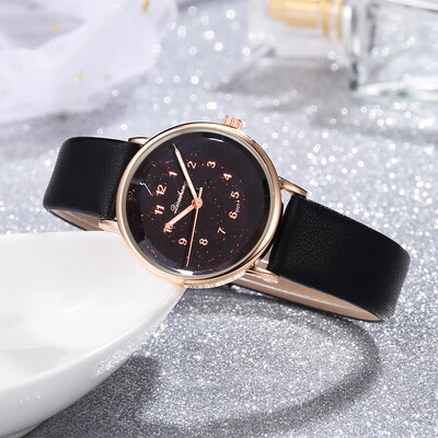 

RM Fashion Simple And Simple Scale Star Sky Dial Belt With Quartz Womens Watch