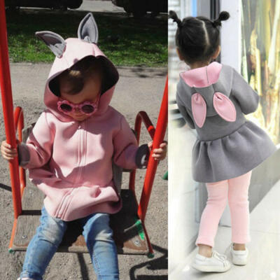 

Kids Baby Girl Bunny Hooded Coat Jacket Rabbit Ear Autumn Winter Outwear Clothes