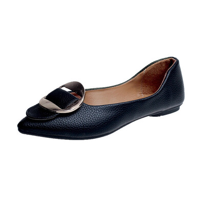 

Spring Flats Women Shoes Loafers Patent Leather Elegant Low Heels Slip On Footwear Female Pointed Toe Thick Heel