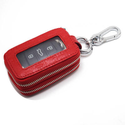 

Casual Cowhide Car Key Wallet Mini Solid Color Keychain Cover With Crocodile Texture​ For Men And Women