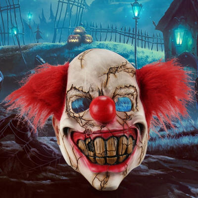 

Deluxe Scary Clown Mask Adult Men Latex with Red Hair Halloween Evil Killer CA