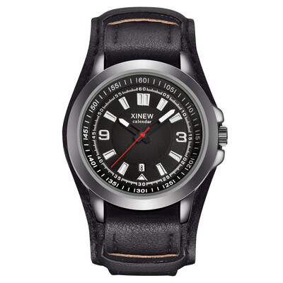 

Gobestart Men Military Quartz Watch Mens Watches Leather Sports Wristwatch Date Clock