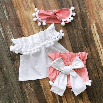 

Summer Newborn Baby Girls Clothes Princess Tops DressShorts Outfits Set 0-24M