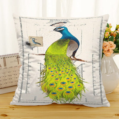 

1X Peacock Pillow Case Sofa Bedroom Home Decor Removable And Washable Office Cushion Linen Cushion Cover